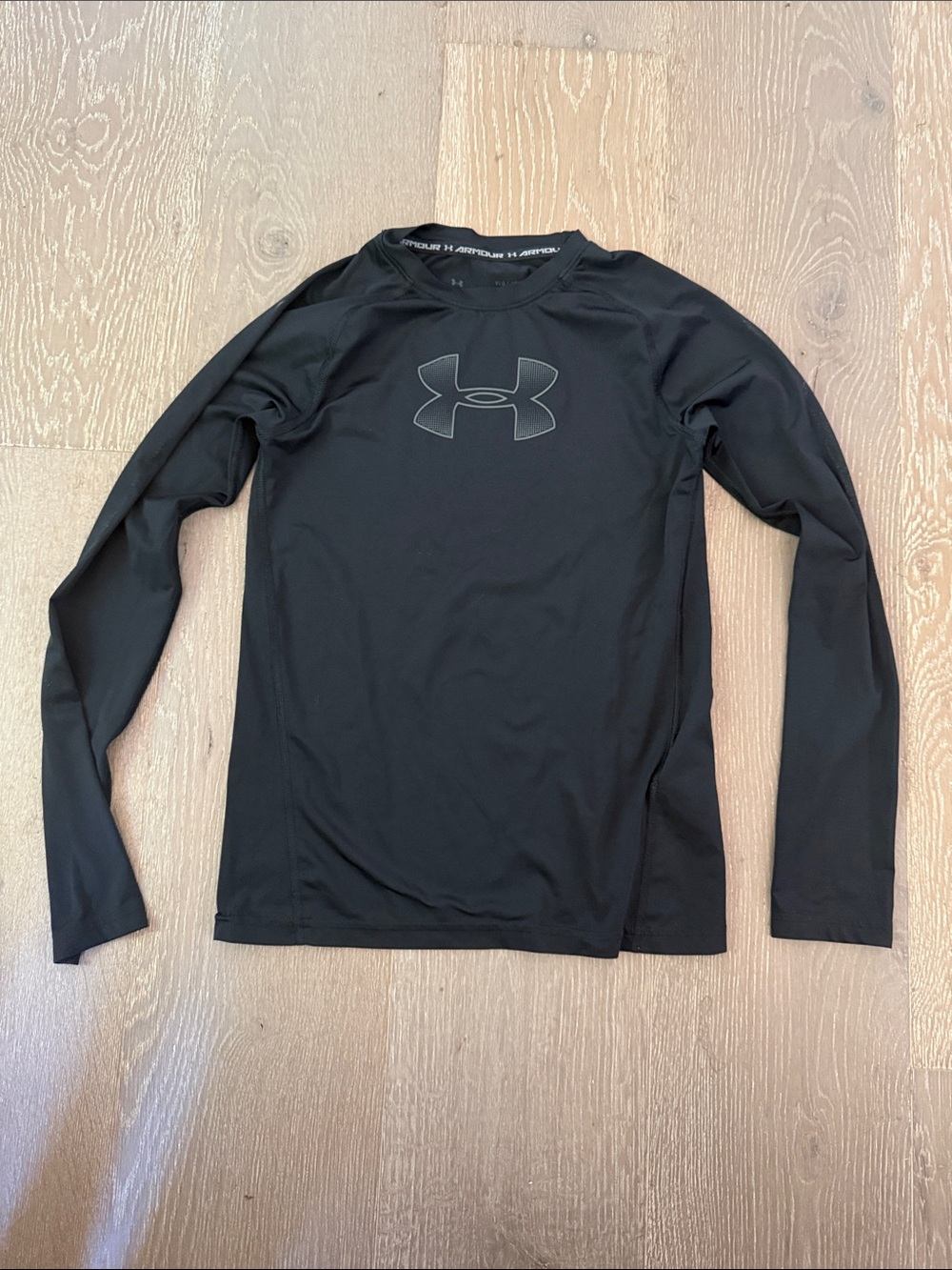 Under Armour Boy’s Black Long-Sleeve Performance Top with Logo